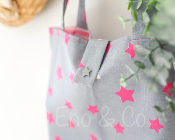 Sac besace étoilé rose et gris