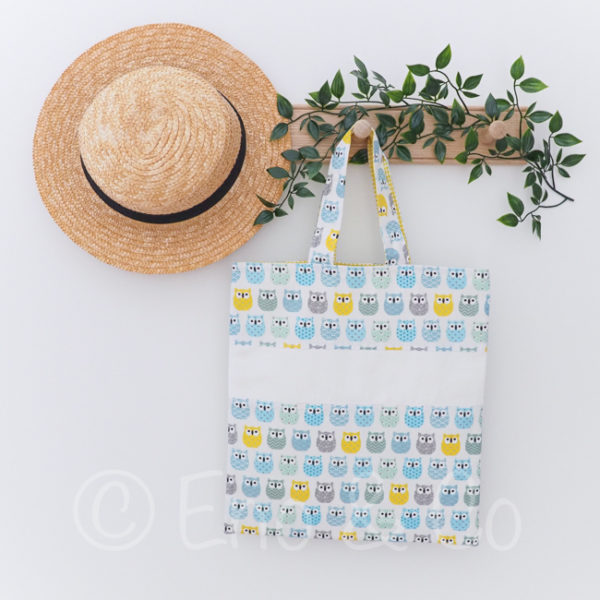 Tote bag chouettes bleues