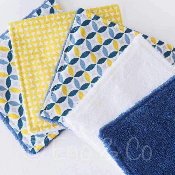 lingettes bleu et jaunes seventies