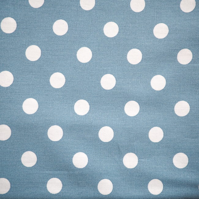 Tissu fond bleu jeans gros pois blanc