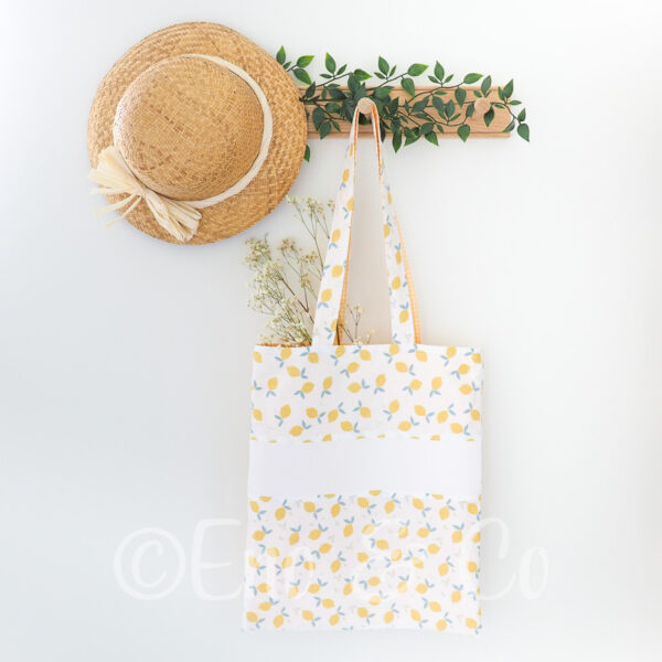 tote bag aux motif de citron et vichy jaune