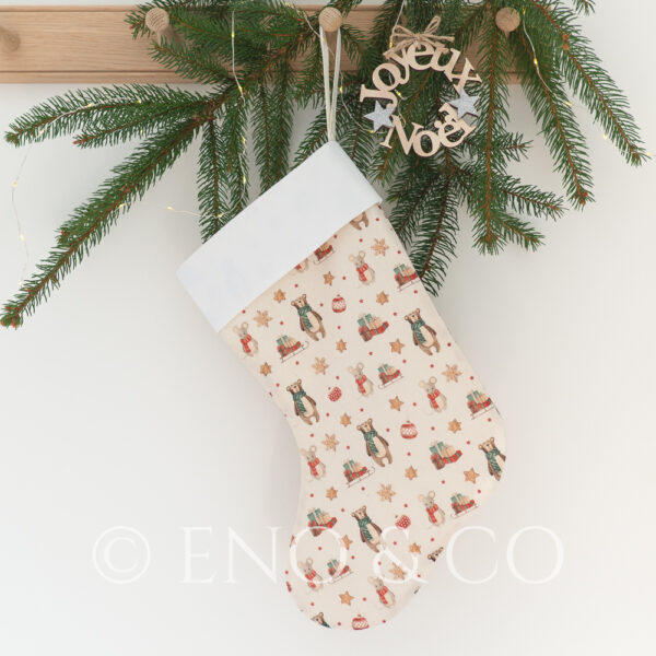 Grande chaussette de Noel à personnaliser esprit noël d'antan