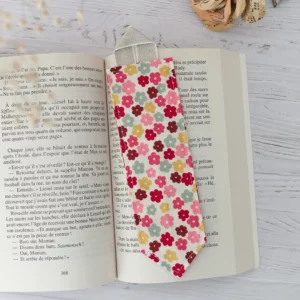 Marque-pages en tissu fait main avec fleurs multicolores