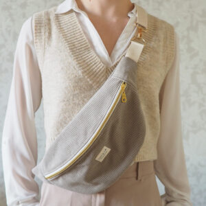 Sac banane en velours beige XL